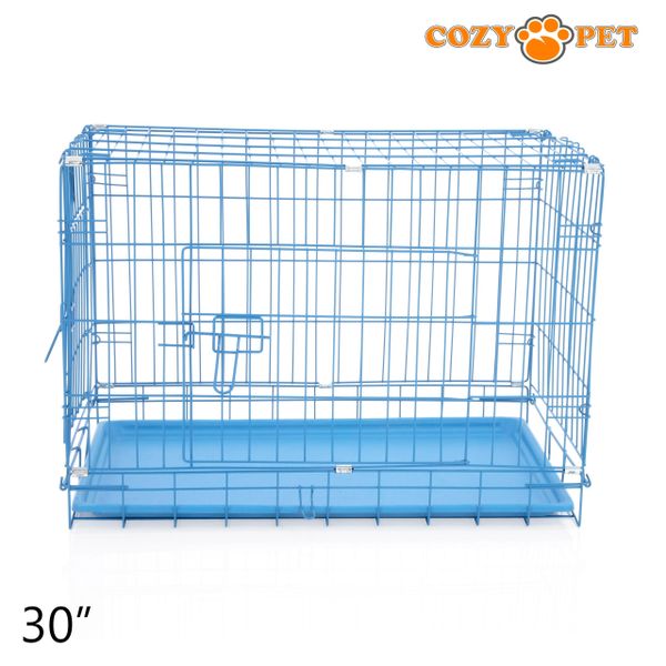 30" Cozy Pet Dog Cage in Blue with ABS Tray - DCP30BL