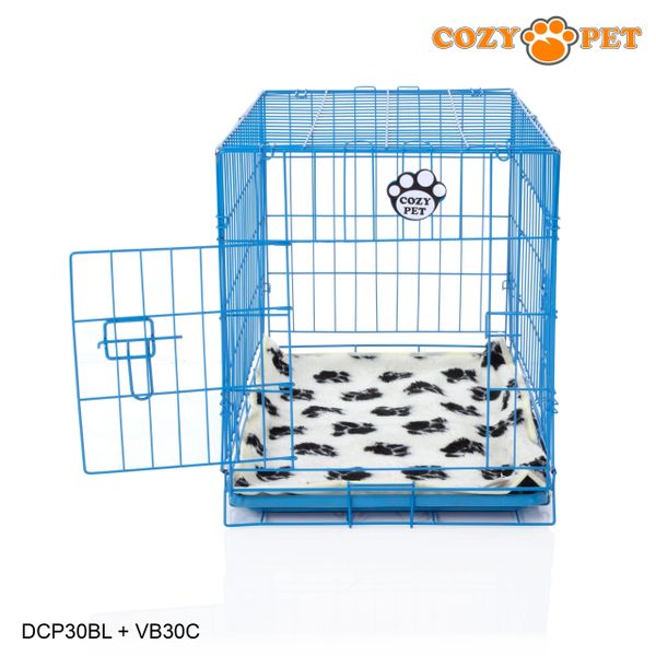 30" Cozy Pet Dog Cage in Blue with ABS Tray and Vet Bed - DCP30BL + VB30C