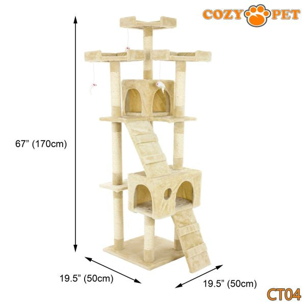 Cat Tree by Cozy Pet Large Deluxe Multi Level Cat Tree - CT04-Beige