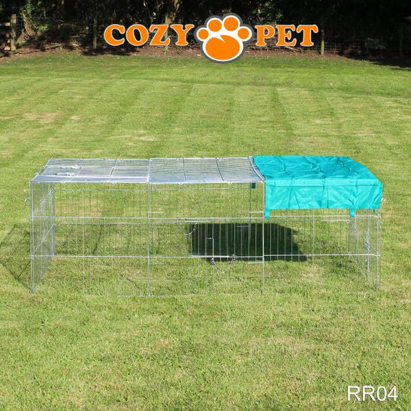 Rabbit Run 1.8m Long with Roof and Sunshade Galvanised Rectangular by Cozy Pet Model RR04