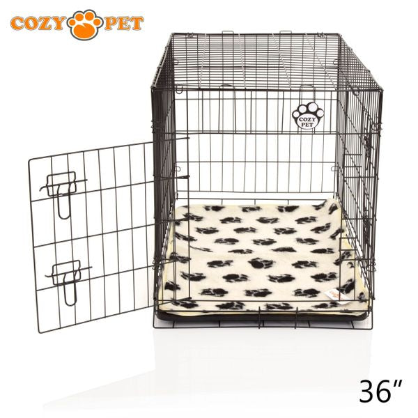 36" Cozy Pet Dog Cage in Black with ABS Tray and Tailored Vet Bed - DCP36B + VB36C