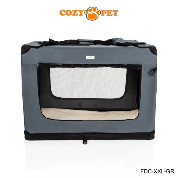 Fabric Dog Crate 101cm Grey by Cozy Pet Puppy Carrier Cat Travel Cage Rabbit Model: FDC-XXL-GR