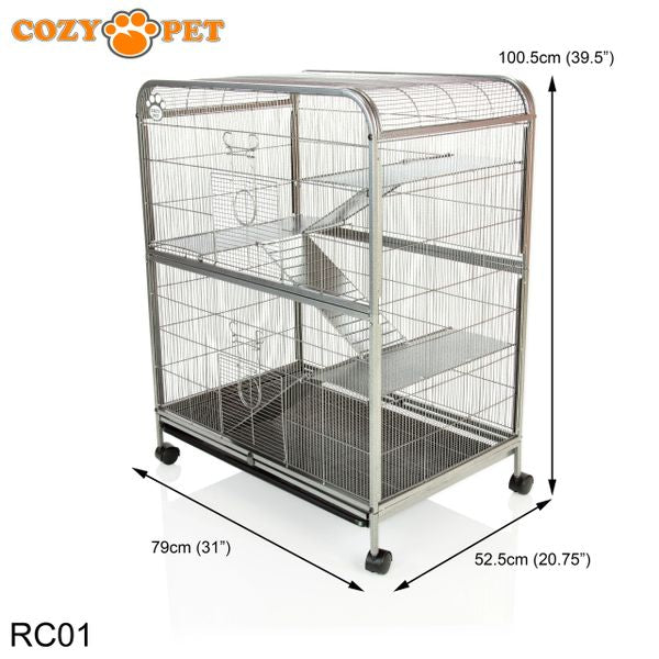 Rodent Cage for Rat, Chinchilla, Degu, Ferret by Cozy Pet 9mm Narrow Bar Spacing Model RC01