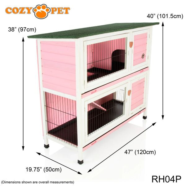 Rabbit Hutch 4ft by Cozy Pet with Cover - Pink - RH04P + RH04C