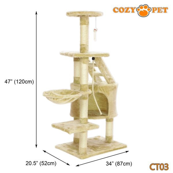 Cat Tree by Cozy Pet Deluxe Multi Level Cat Tree in Beige - CT03-Beige