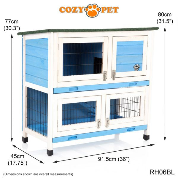 Rabbit Hutch 3ft with Cover by Cozy Pet - Blue - RH06BL + RH06C