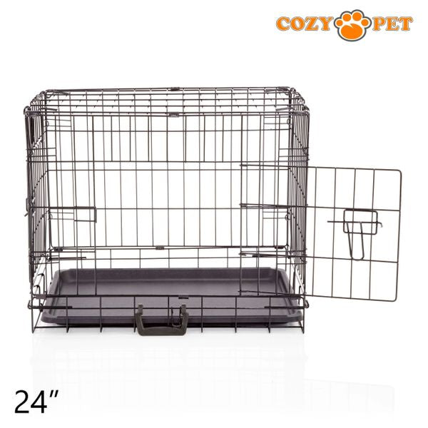 24" Cozy Pet Dog Cage in Black with ABS Tray - DCP24B - Customer Return 35% Discount