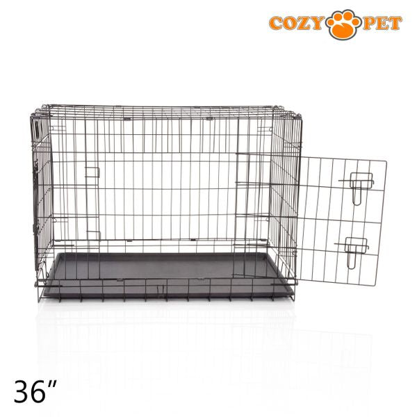 36" Cozy Pet Dog Cage in Black with ABS Tray - DCP36B