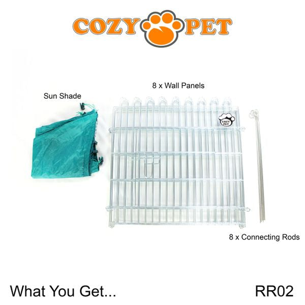 Rabbit Run 8 Panel Galvanised Playpen with Sunshade by Cozy Pet Model RR02