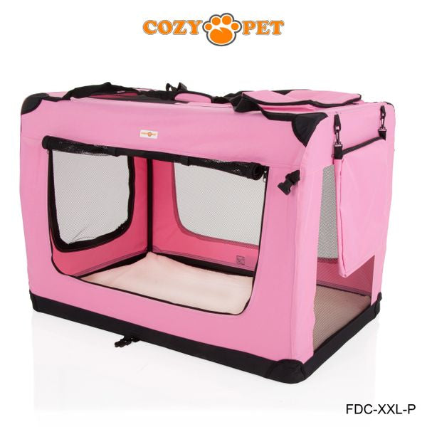 Fabric Dog Crate 101cm Pink by Cozy Pet Puppy Carrier Cat Travel Cage Rabbit Model: FDC-XXL-P - RET - Customer Return 30% Discount.