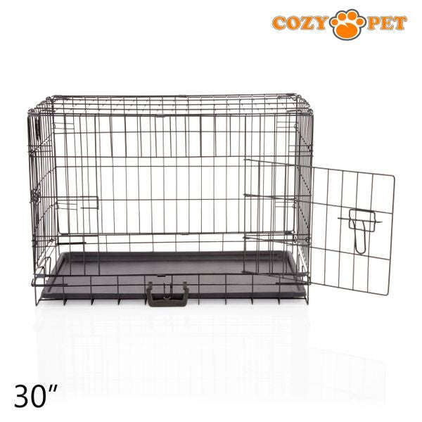 30" Cozy Pet Dog Cage in Black with ABS Tray - DCP30B