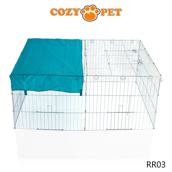 Rabbit Run 1.44m Long with Roof and Sunshade Galvanised Rectangular by Cozy Pet Model RR03