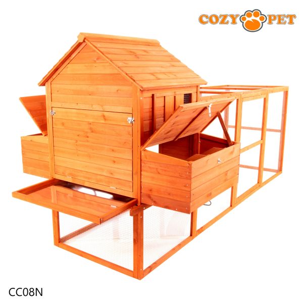 Chicken Coop with Run by Cozy Pet in Natural Wood Rabbit Hutch Model CC08N - Big Discount - B Grade Product