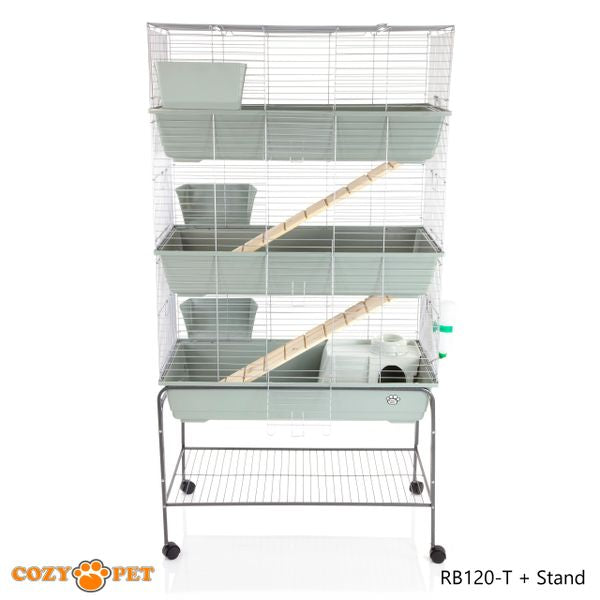 Rabbit Guinea Pig Indoor Cage 3-Tier with Stand by Cozy Pet 120cm for Rat, Chinchilla, Small Animals Hutch Model: RB120-T + RB120-ST