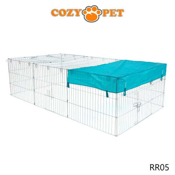 Rabbit Run 2.15m Long with Roof and Sunshade Galvanised Rectangular by Cozy Pet Model RR05