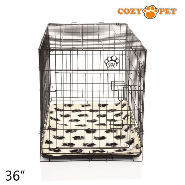 36" Cozy Pet Dog Cage in Black with ABS Tray and Tailored Vet Bed - DCP36B + VB36C