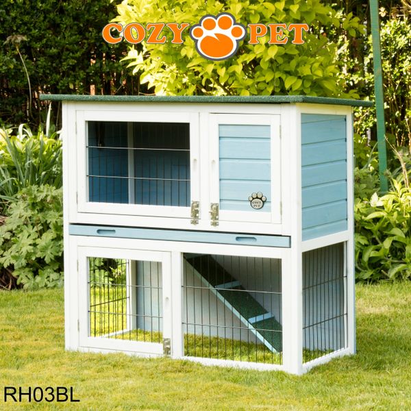 Rabbit Hutch 3ft by Cozy Pet with Cover - Blue - RH03BL + RH03C