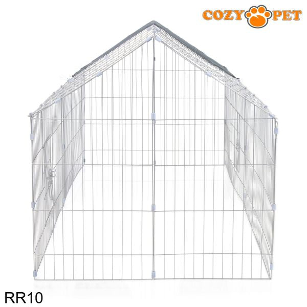 Rabbit Run with Pitched Roof and Sunshade Rectangular 1.8m Long by Cozy Pet Model RR10