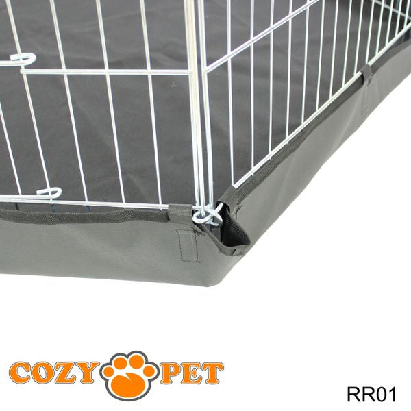 Rabbit Run 6 Panel Galvanised Playpen with Sunshade and Floor by Cozy Pet Model RR01 + Floor