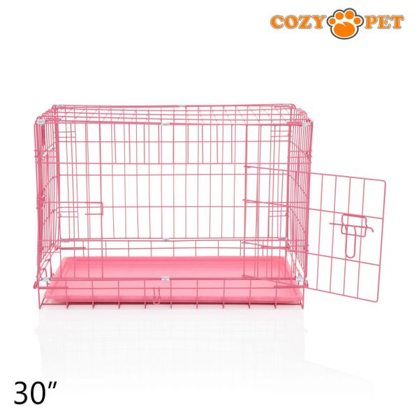 30" Cozy Pet Dog Cage in Pink with ABS Tray - DCP30P