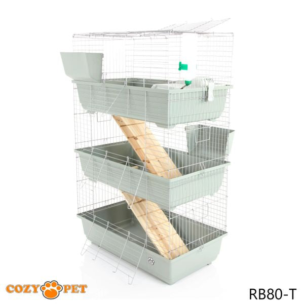 Rabbit Guinea Pig Indoor Cage 3-Tier by Cozy Pet 80cm for Rat, Chinchilla, Small Animals Hutch Model: RB80-T