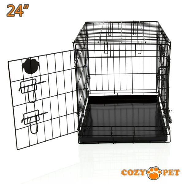 24" Cozy Pet Dog Cage in Black with Metal Tray - DC24B - Customer Return 30% Discount.