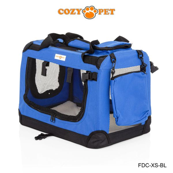 Fabric Dog Crate 50cm Blue by Cozy Pet Puppy Carrier Cat Travel Cage Rabbit Model: FDC-XS-BL