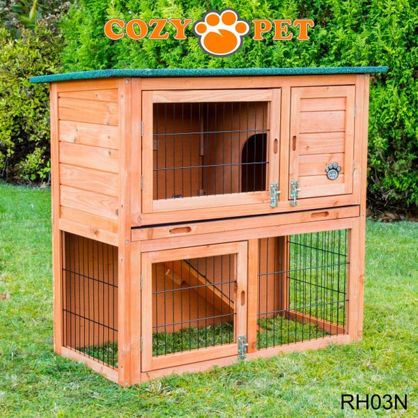 Rabbit Hutch 3ft by Cozy Pet with Cover - Natural - RH03N + RH03C