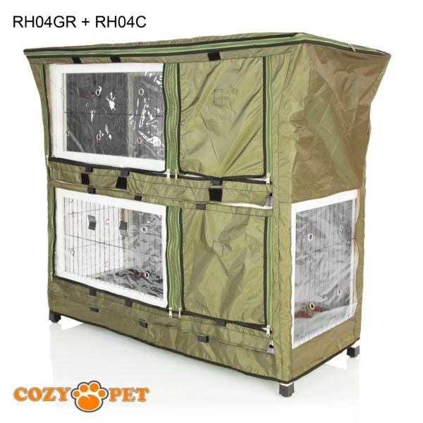 Rabbit Hutch 4ft by Cozy Pet with Cover - Grey - RH04GR + RH04C