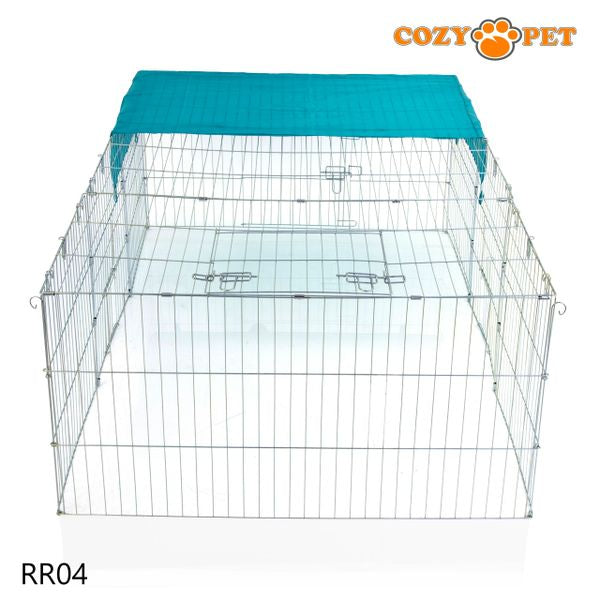 Rabbit Run 1.8m Long with Roof and Sunshade Galvanised Rectangular by Cozy Pet Model RR04