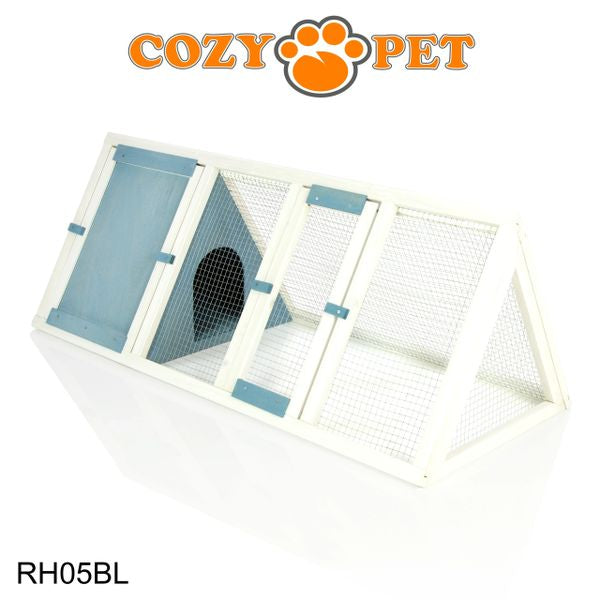 Rabbit Hutch with Run by Cozy Pet Triangular, Tortoise Run, Guinea Pig Hutch - Blue - RH05BL