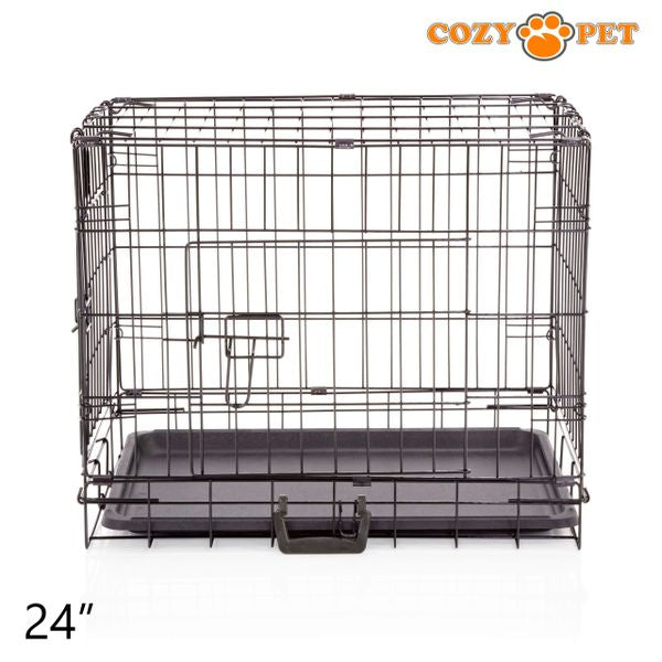 24" Cozy Pet Dog Cage in Black with ABS Tray - DCP24B - Customer Return 35% Discount