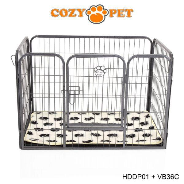 Heavy Duty Playpen with ABS Tray and Vet Bed 61cm Tall by Cozy Pet Model HDDP01 + VB36C