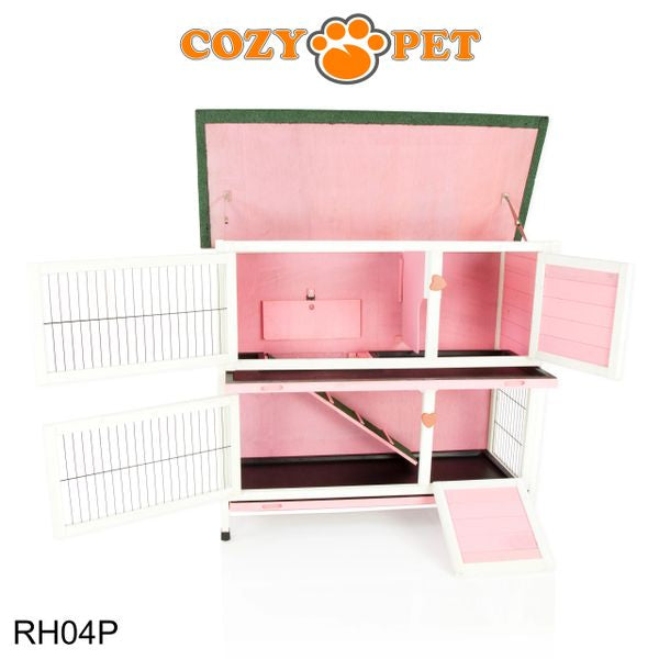 Rabbit Hutch 4ft by Cozy Pet with Cover - Pink - RH04P + RH04C