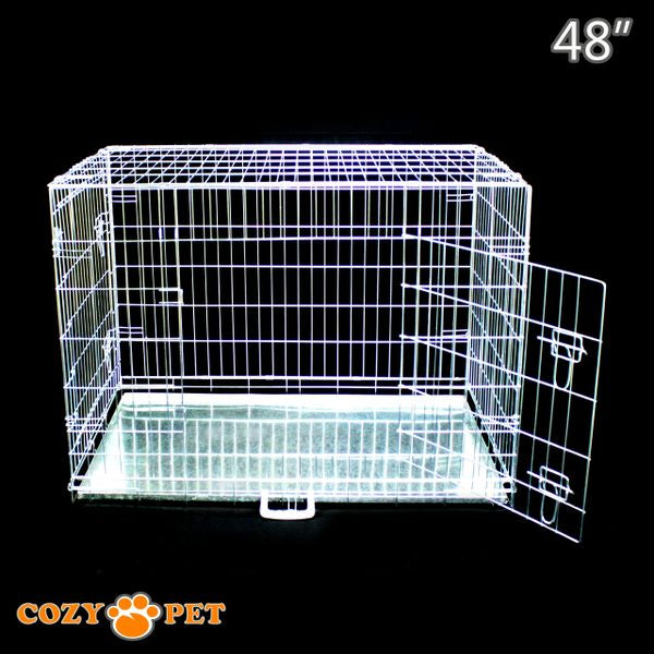 48" Cozy Pet Dog Cage in Silver (Zinc Coated) with Metal Tray - DC48S