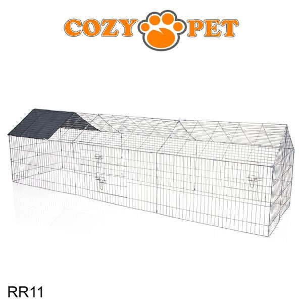 Rabbit Run with Pitched Roof and Sunshade Rectangular 2.7m Long by Cozy Pet Model RR11