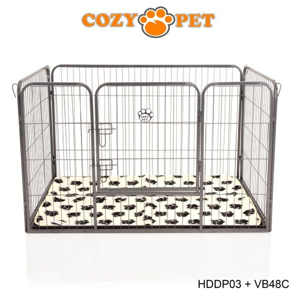 Heavy Duty Playpen with ABS Tray and Vet Bed 75.5cm Tall by Cozy Pet Model HDDP03 + VB48C