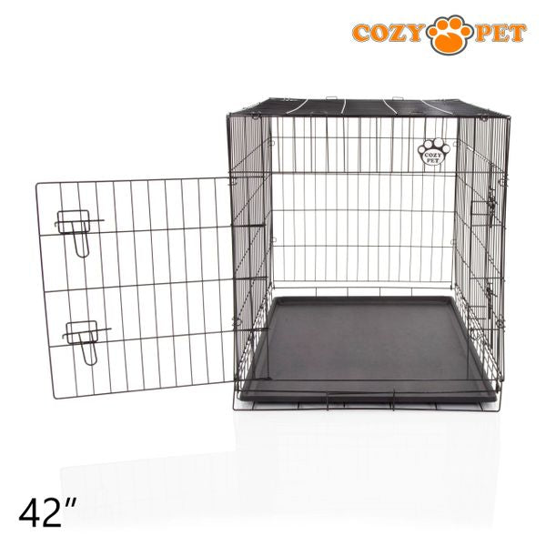 42" Cozy Pet Dog Cage in Black with ABS Tray - DCP42B