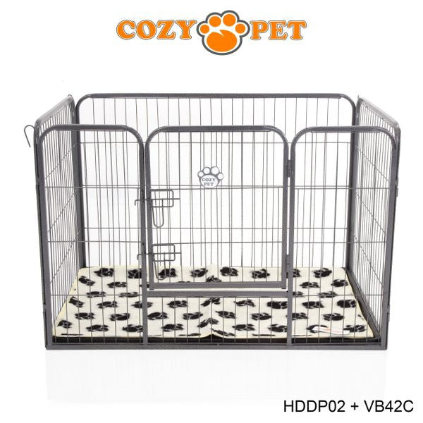 Heavy Duty Playpen with ABS Tray and Vet Bed 70cm Tall by Cozy Pet Model HDDP02 + VB42C