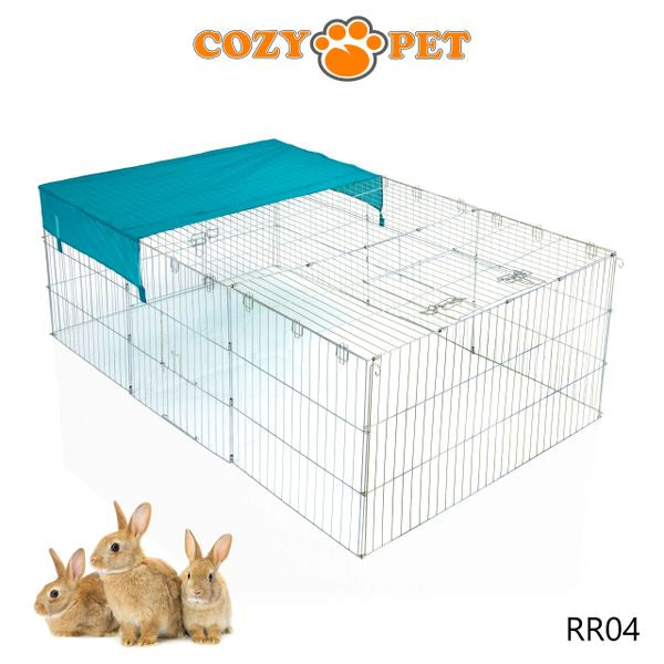 Rabbit Run 1.8m Long with Roof and Sunshade Galvanised Rectangular by Cozy Pet Model RR04