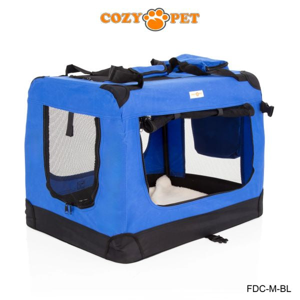 Fabric Dog Crate 70cm Blue by Cozy Pet Puppy Carrier Cat Travel Cage Rabbit Model: FDC-M-BL