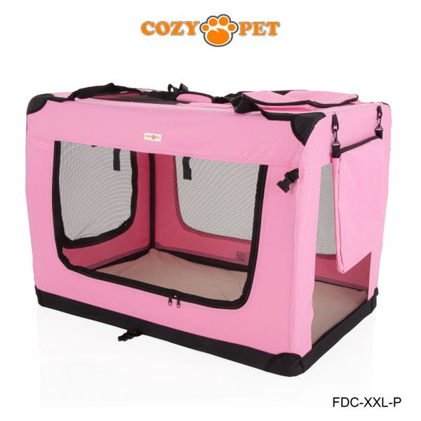 Fabric Dog Crate 101cm Pink by Cozy Pet Puppy Carrier Cat Travel Cage Rabbit Model: FDC-XXL-P