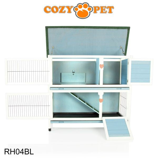 Rabbit Hutch 4ft by Cozy Pet with Cover - Blue - RH04BL + RH04C