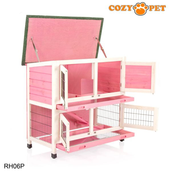 Rabbit Hutch 3ft with Cover by Cozy Pet - Pink - RH06P + RH06C