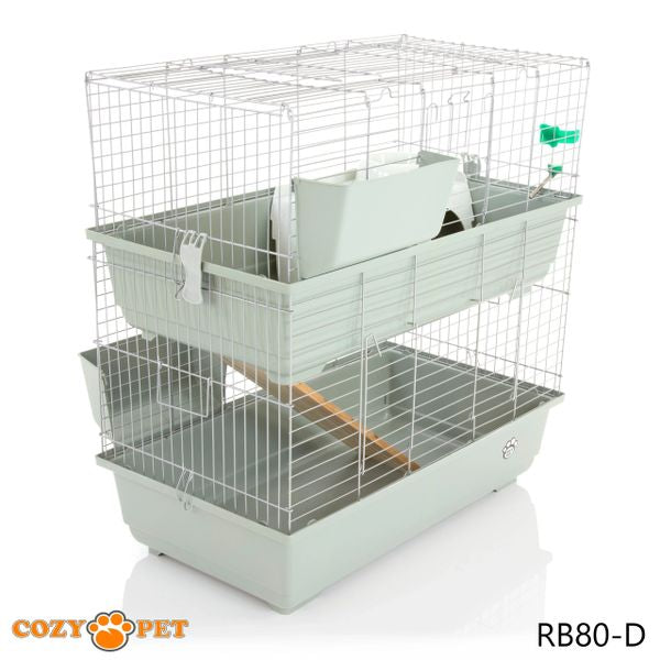 Rabbit Guinea Pig Indoor Cage 2-Tier by Cozy Pet 80cm for Rat, Chinchilla, Small Animals Hutch Model: RB80-D