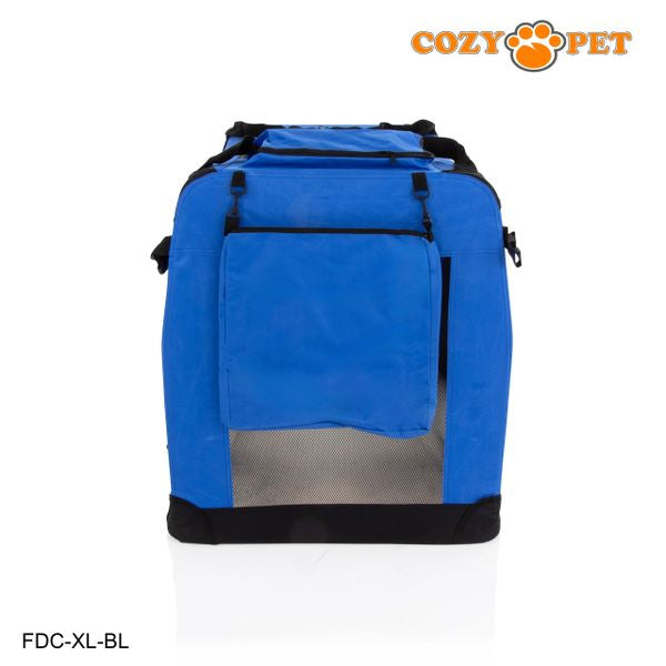 Fabric Dog Crate 90cm Blue by Cozy Pet Puppy Carrier Cat Travel Cage Rabbit Model: FDC-XL-BL - RET - Customer Return 30% Discount.