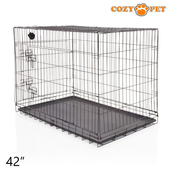 42" Cozy Pet Dog Cage in Black with ABS Tray - DCP42B