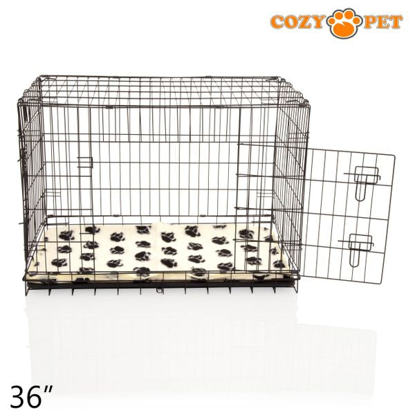 36" Cozy Pet Dog Cage in Black with ABS Tray and Tailored Vet Bed - DCP36B + VB36C