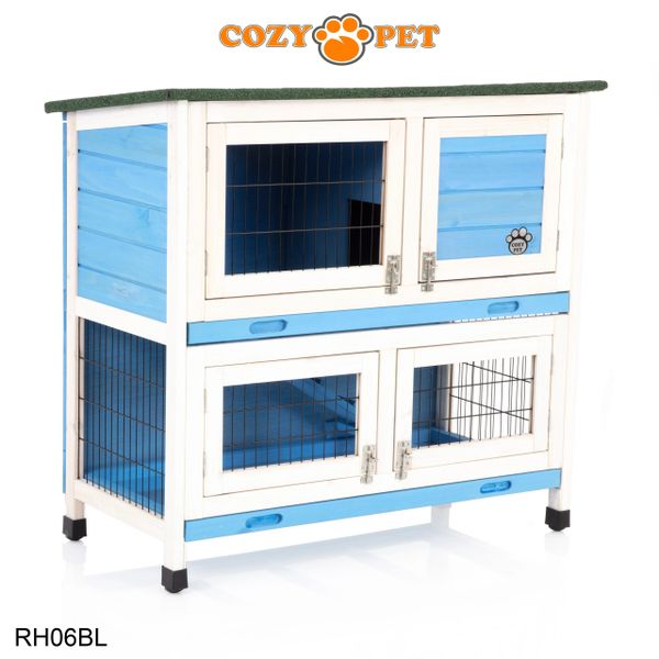 Rabbit Hutch 3ft with Cover by Cozy Pet - Blue - RH06BL + RH06C