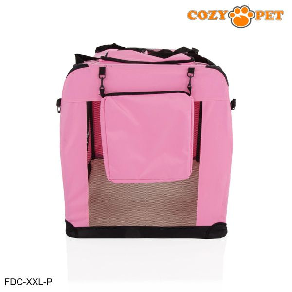 Fabric Dog Crate 101cm Pink by Cozy Pet Puppy Carrier Cat Travel Cage Rabbit Model: FDC-XXL-P - RET - Customer Return 30% Discount.